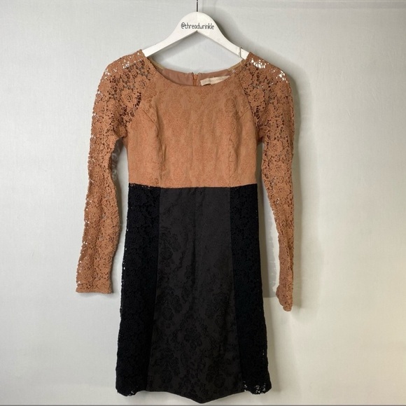 Champagne and Strawberry Anthropologie Mini Dress Color block dress - Picture 2 of 9